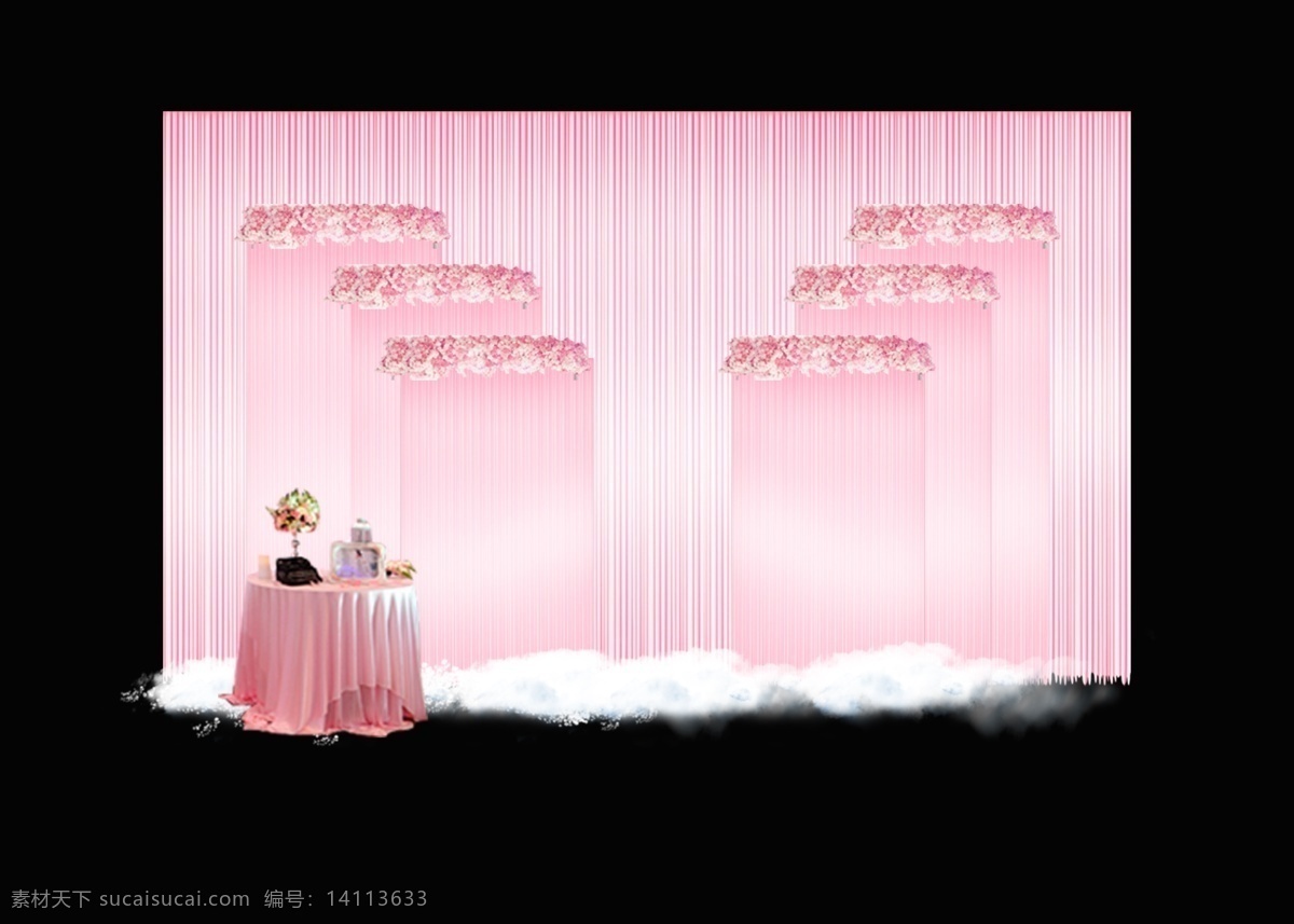 粉色 布 幔 樱花 婚礼 效果图 粉色布幔 迎宾区 粉色婚礼