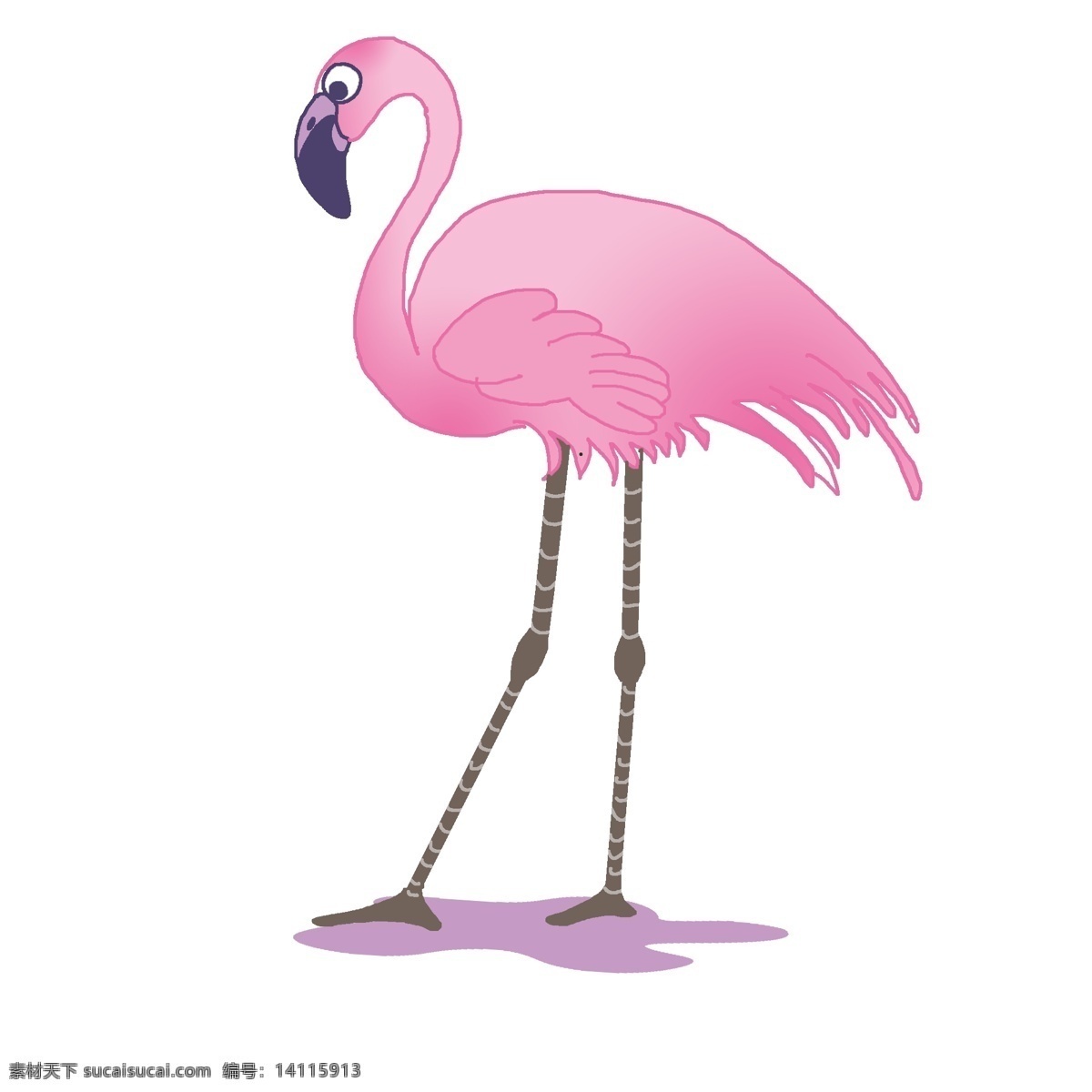 动物 火烈鸟 粉色 手绘 可爱 免抠