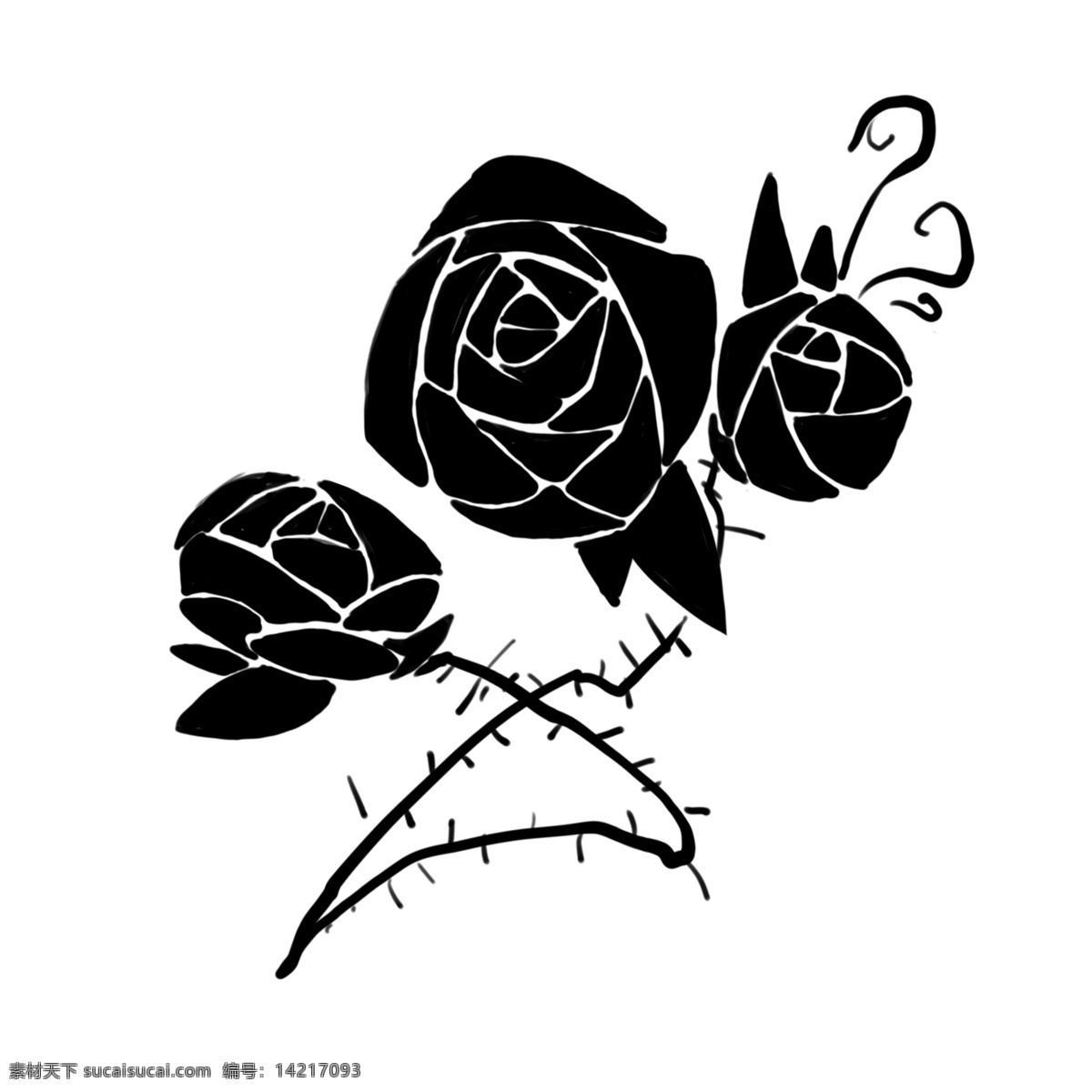卡通 花朵 装饰 插画 卡通花朵 黑色的花朵 漂亮的花朵 创意花朵 立体花朵 精美花朵 春季花朵