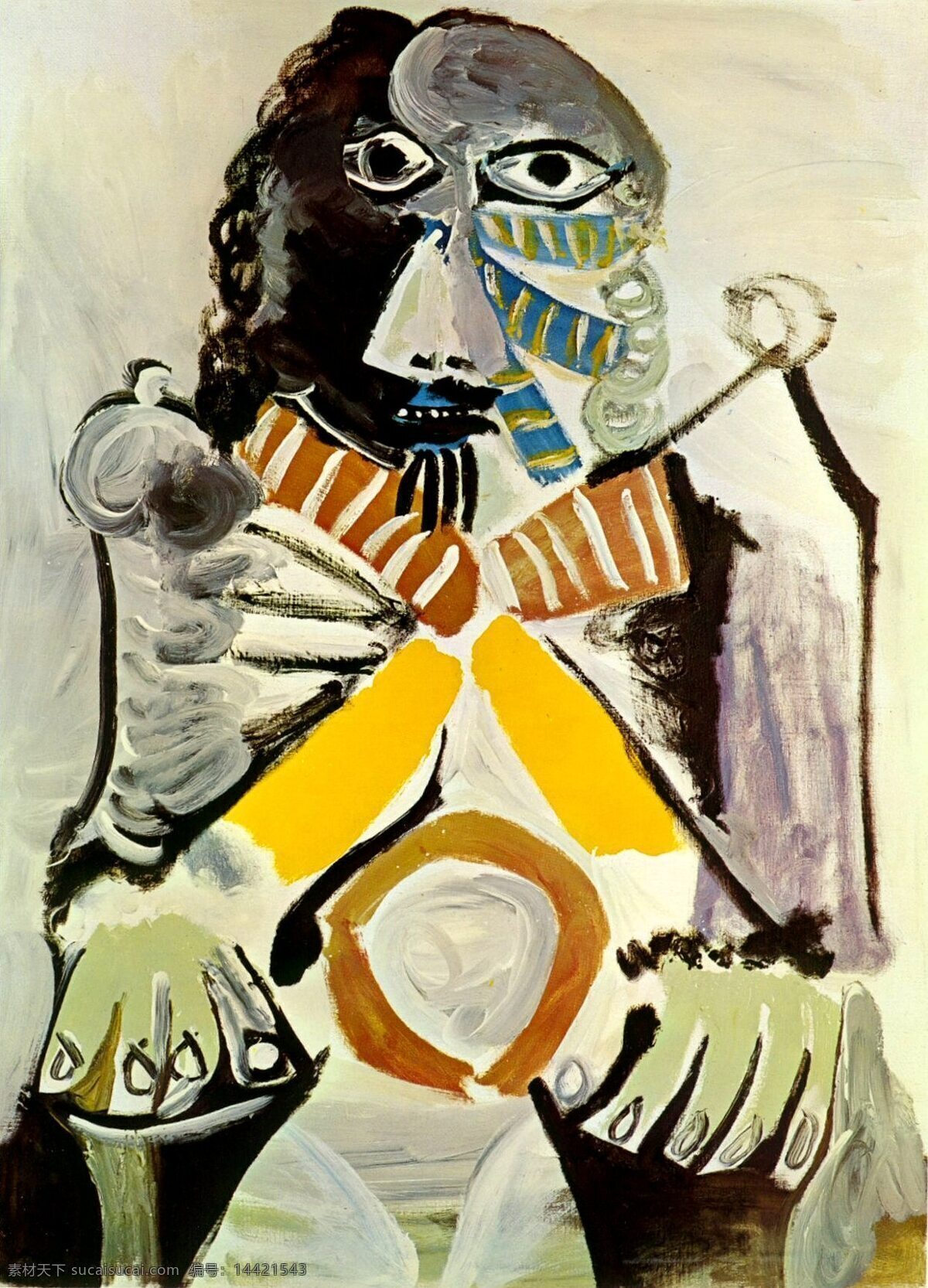 fauteuil 西班牙 画家 巴勃罗 毕加索 抽象 油画 人物 人体 装饰画 un dans assis homme 1969 装饰素材
