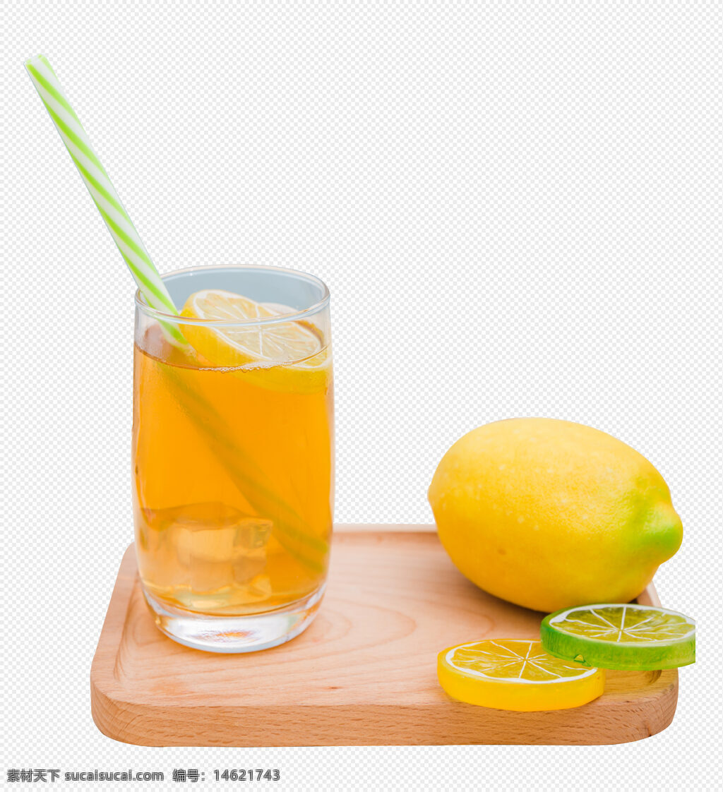 柠檬果茶 玻璃杯 清新饮品 简约风格 夏季饮料 柠檬片 果茶饮品 黄柠檬 木质托盘 绿色吸管 清凉饮品 健康饮品 手工果茶 透明饮品杯 水果装饰