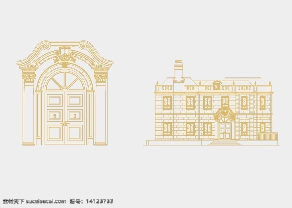 欧式门 欧式风格 罗马门 线条 房门 线型门 其他设计 矢量