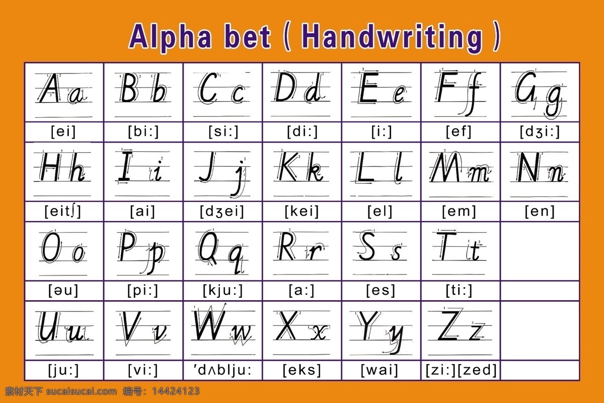 英文 字母 笔顺 音标 参照 表 英语 拉丁字母 笔划顺序 字母表 分层 源文件