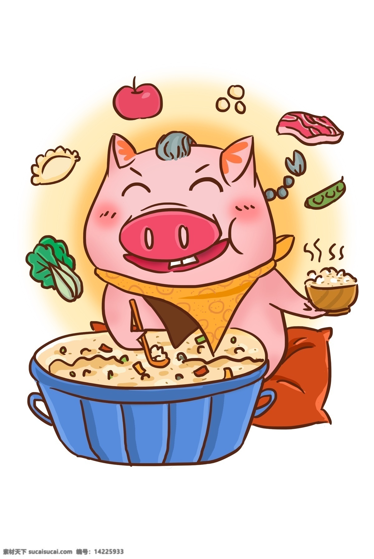 2019 猪年 饱食 有余 食物 米饭 猪 快乐 分享 三十晚上 年夜饭 吃着不尽