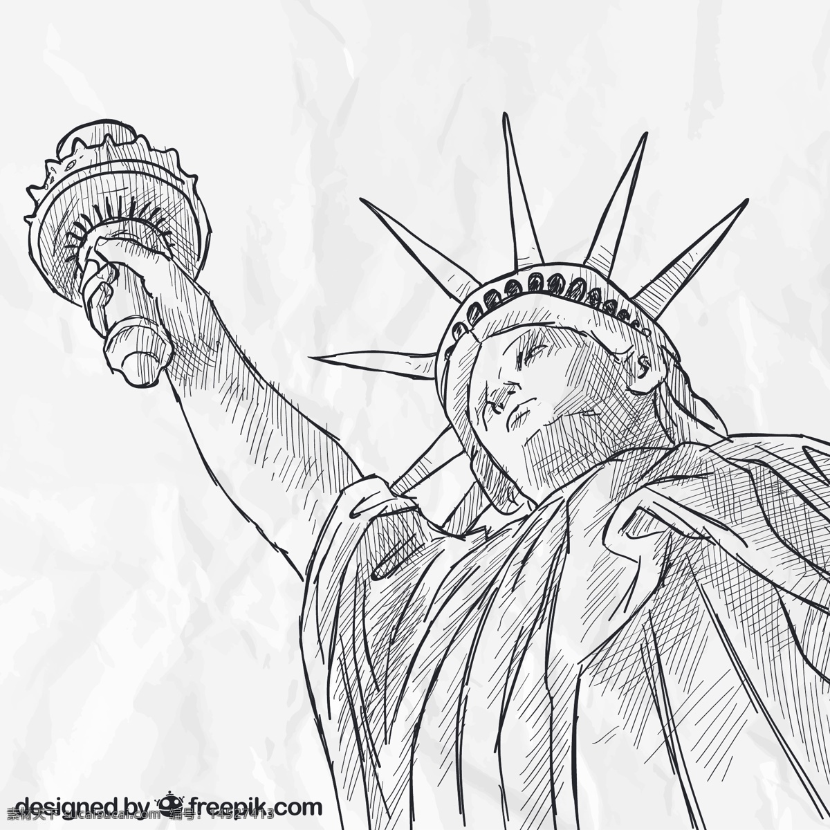 粗略 自由 女神像 一方面 手绘 新 绘画 纽约 旅游 美国 自由女神像 吸引 纪念碑 雕像 白色