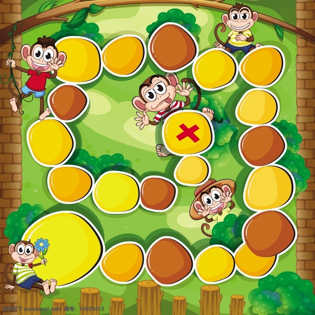 猴子 森林 插图 游戏 模板 游戏模板
