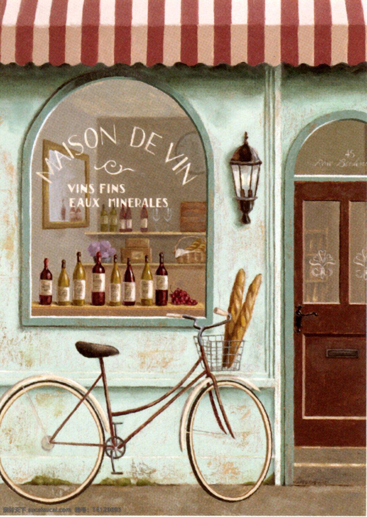 进口画芯 风景 建筑 自行车 面包 街景 欧洲小镇 欧美画芯 绘画书法 文化艺术