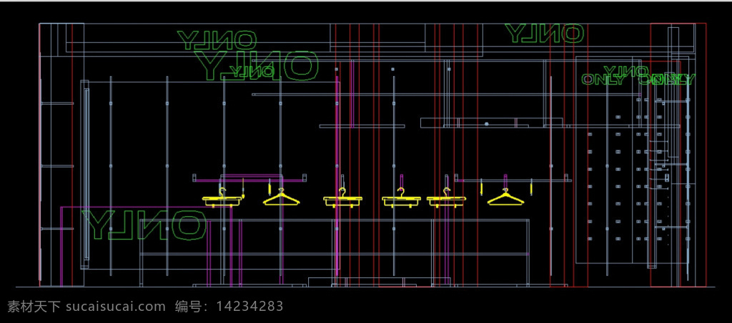 cad 服装 展厅 服装展厅 cda源文件 店面设计 dwg 黑色