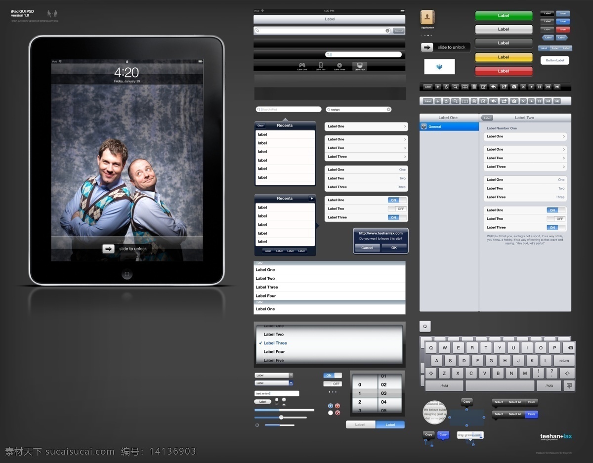 ipad 平板电脑 界面 素 ui界面 苹果ipad psd源文件