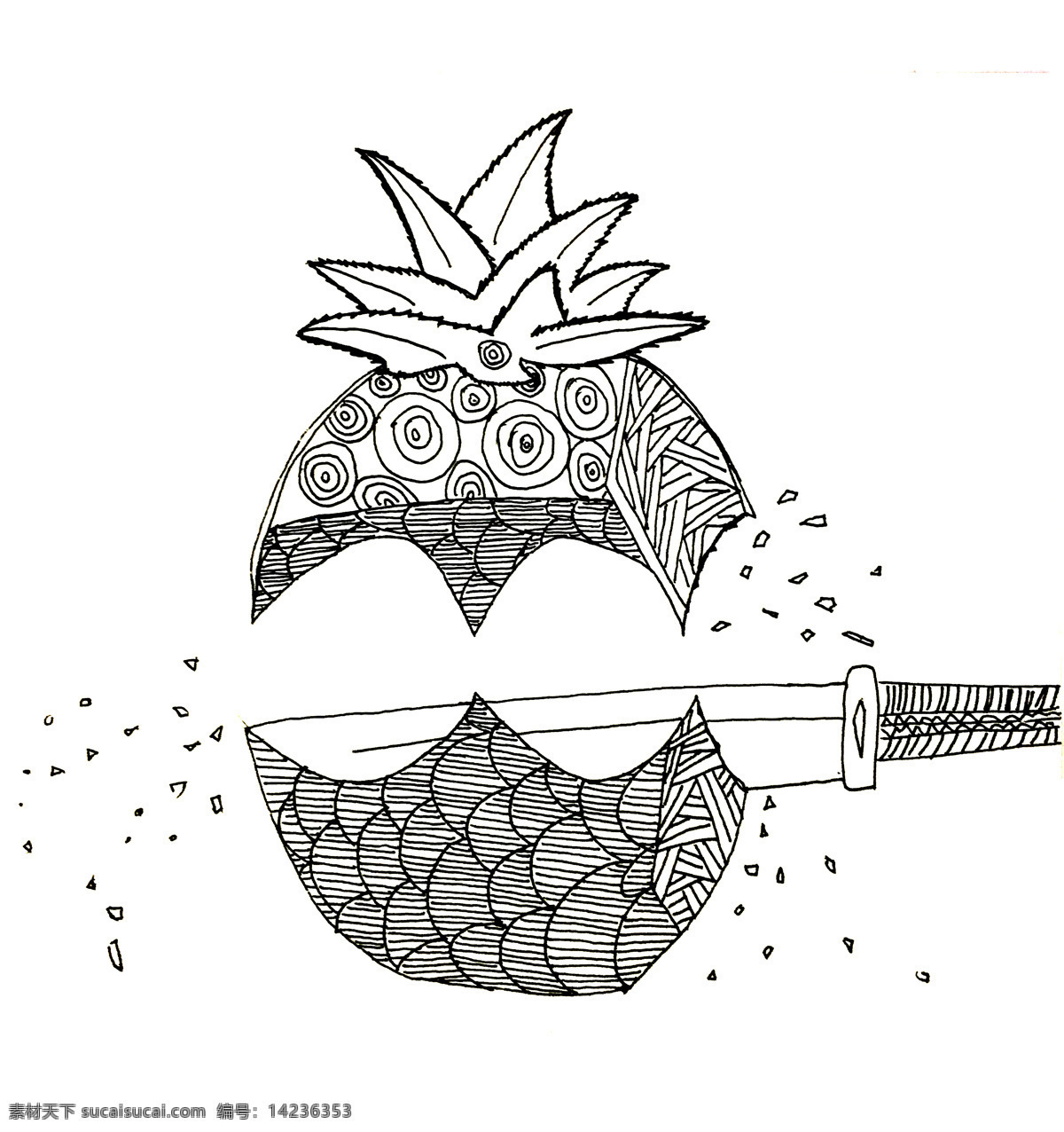 菠萝创意元素 菠萝 创意 元素 线条 装饰 碎 圈 点