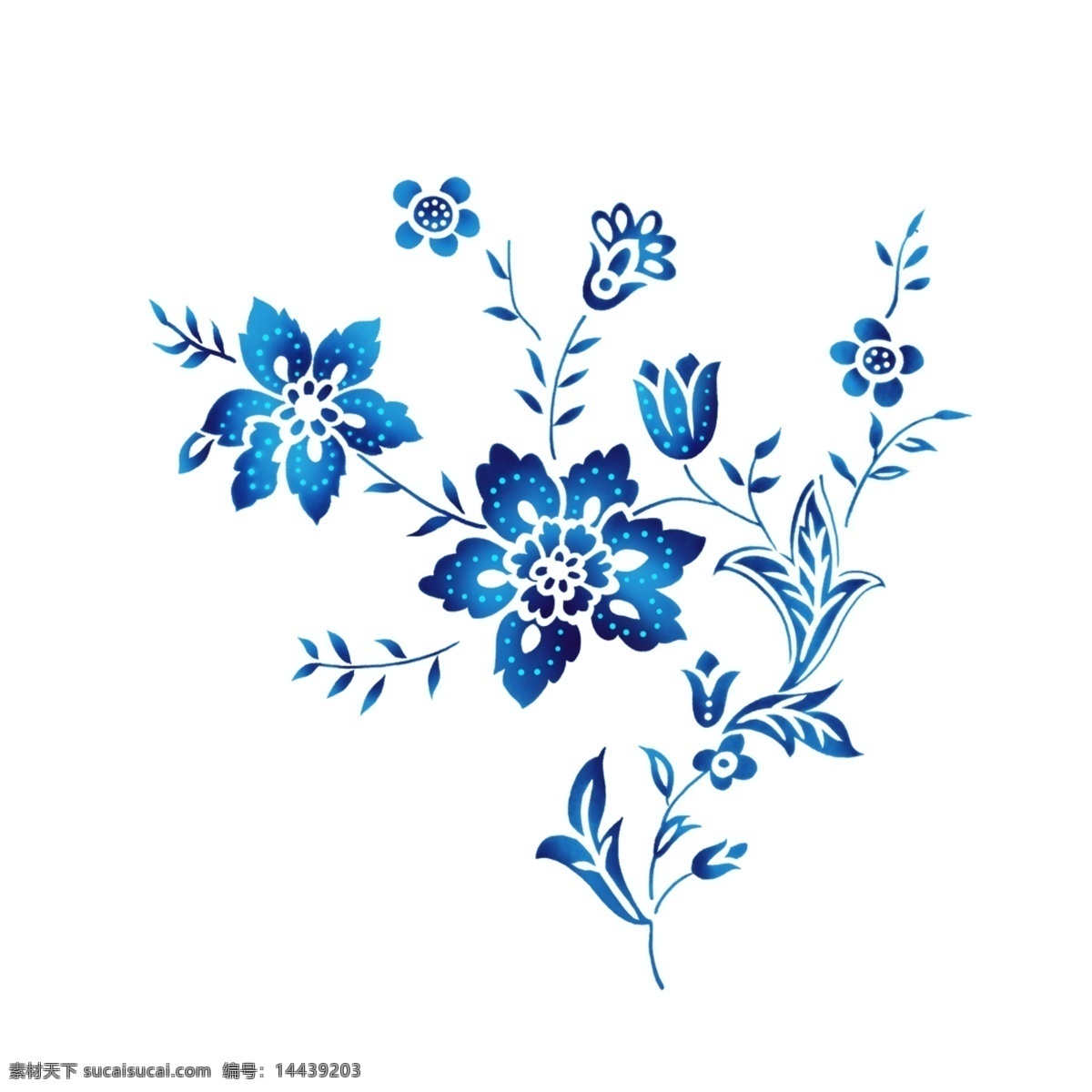 花卉 青花瓷 中国元素 sd分层素材