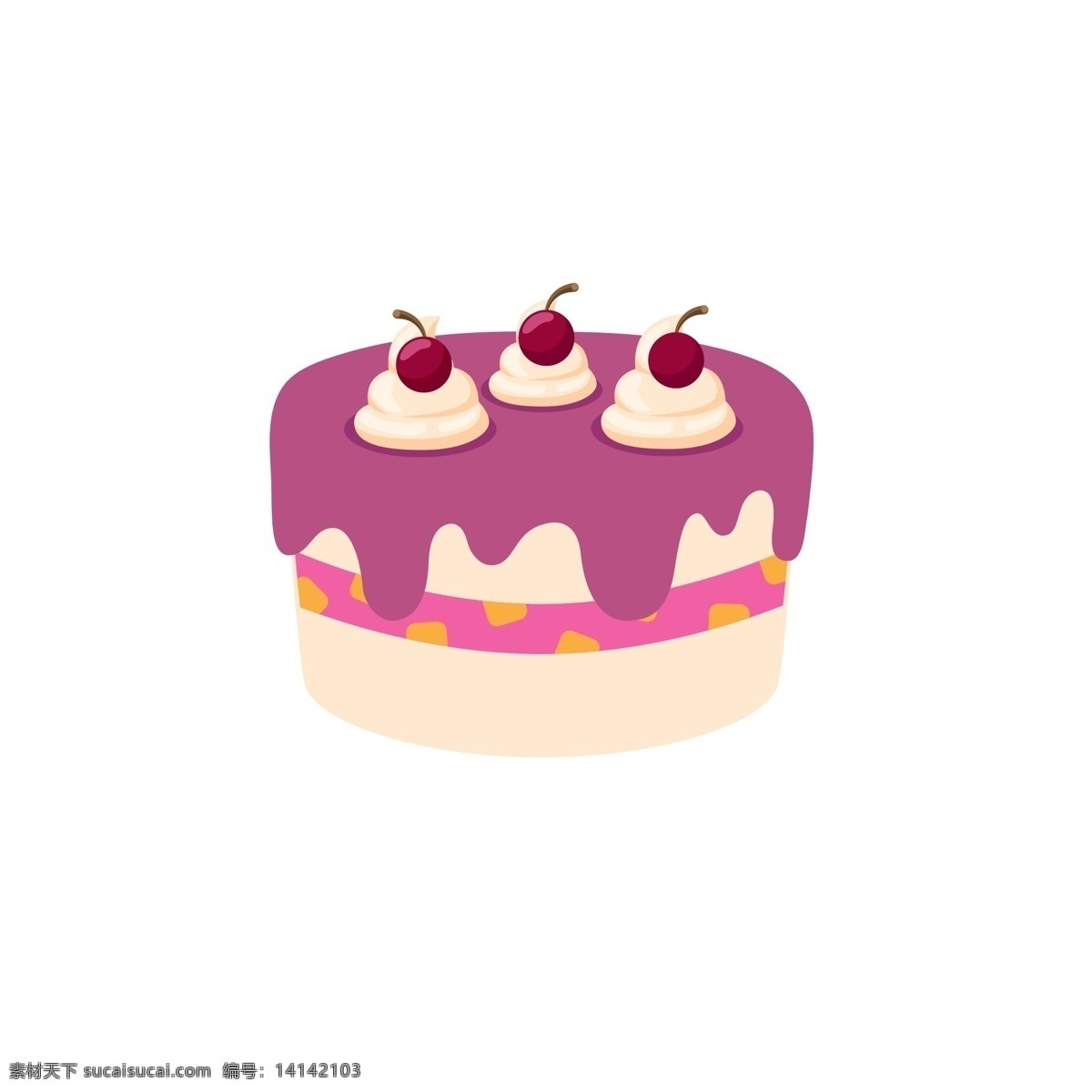 生日蛋糕 鲜奶 多层 得志 甜 樱桃 儿童 点心 奶油 红色 水果