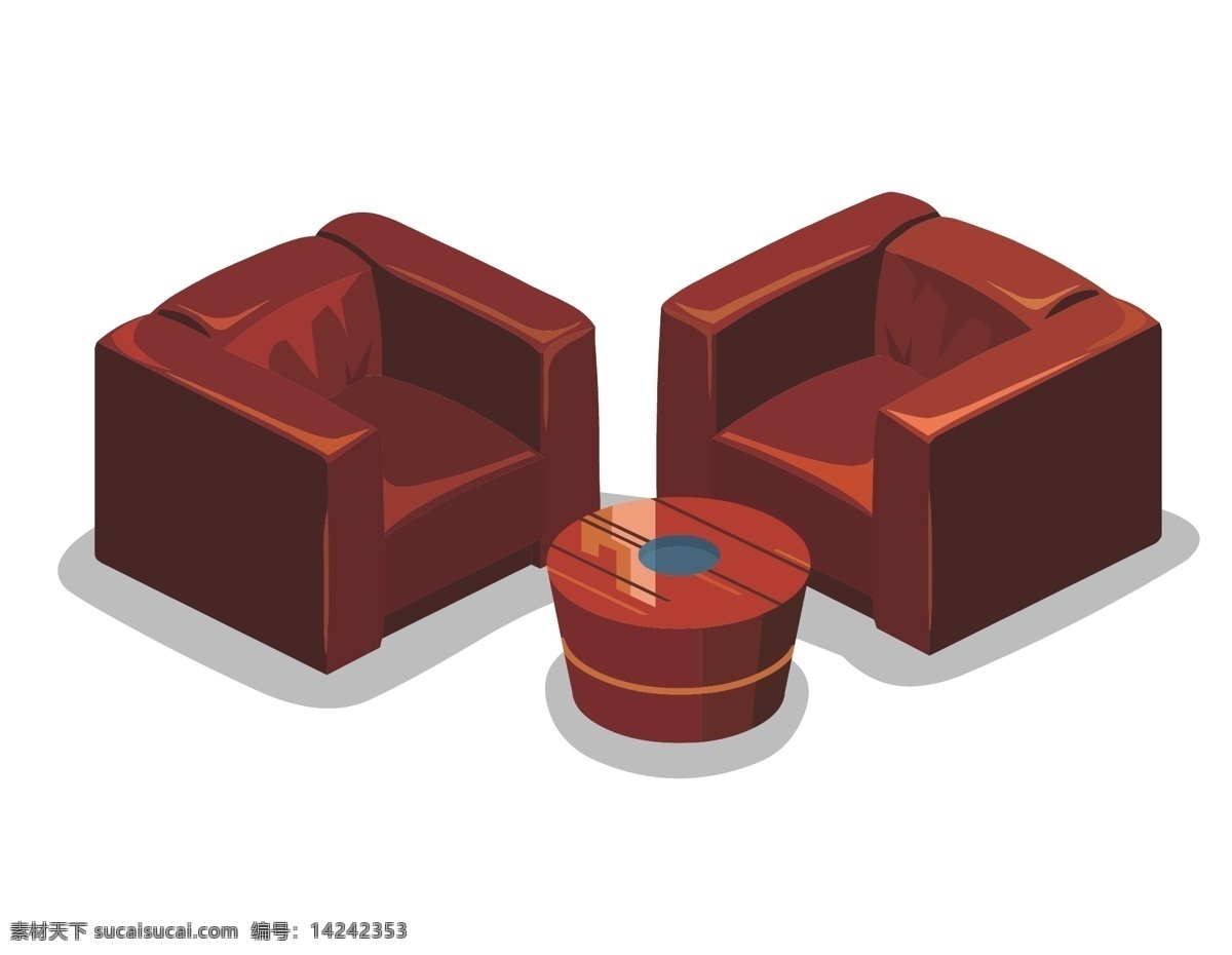 矢量 红色 实木家具 元素 沙发 茶几 ai元素 免扣元素