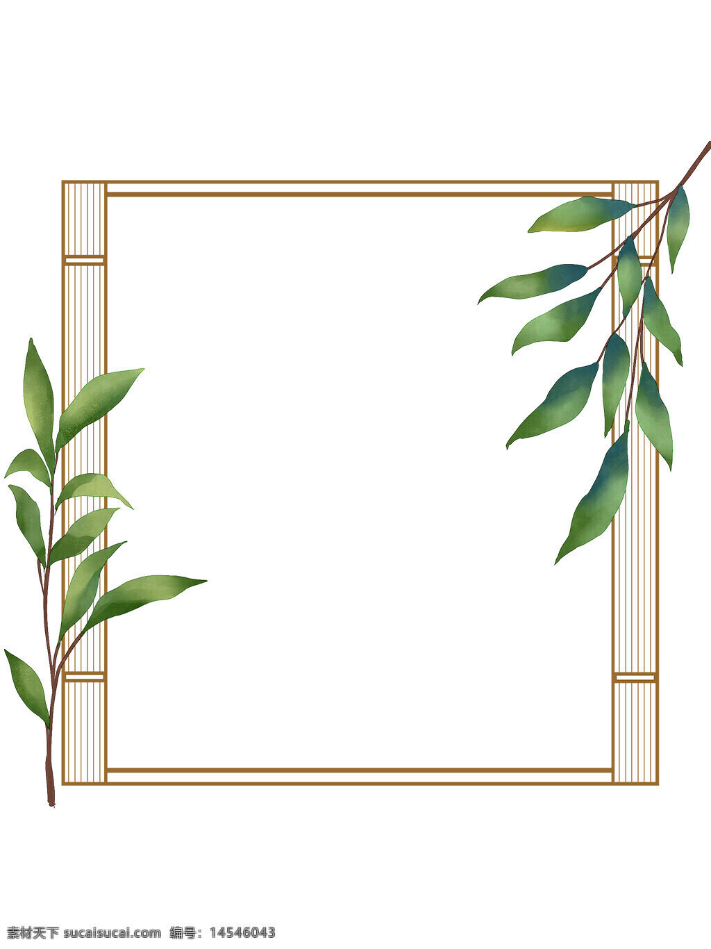 古风边框 树叶 植物 古典 古风 中式 中国风 边框