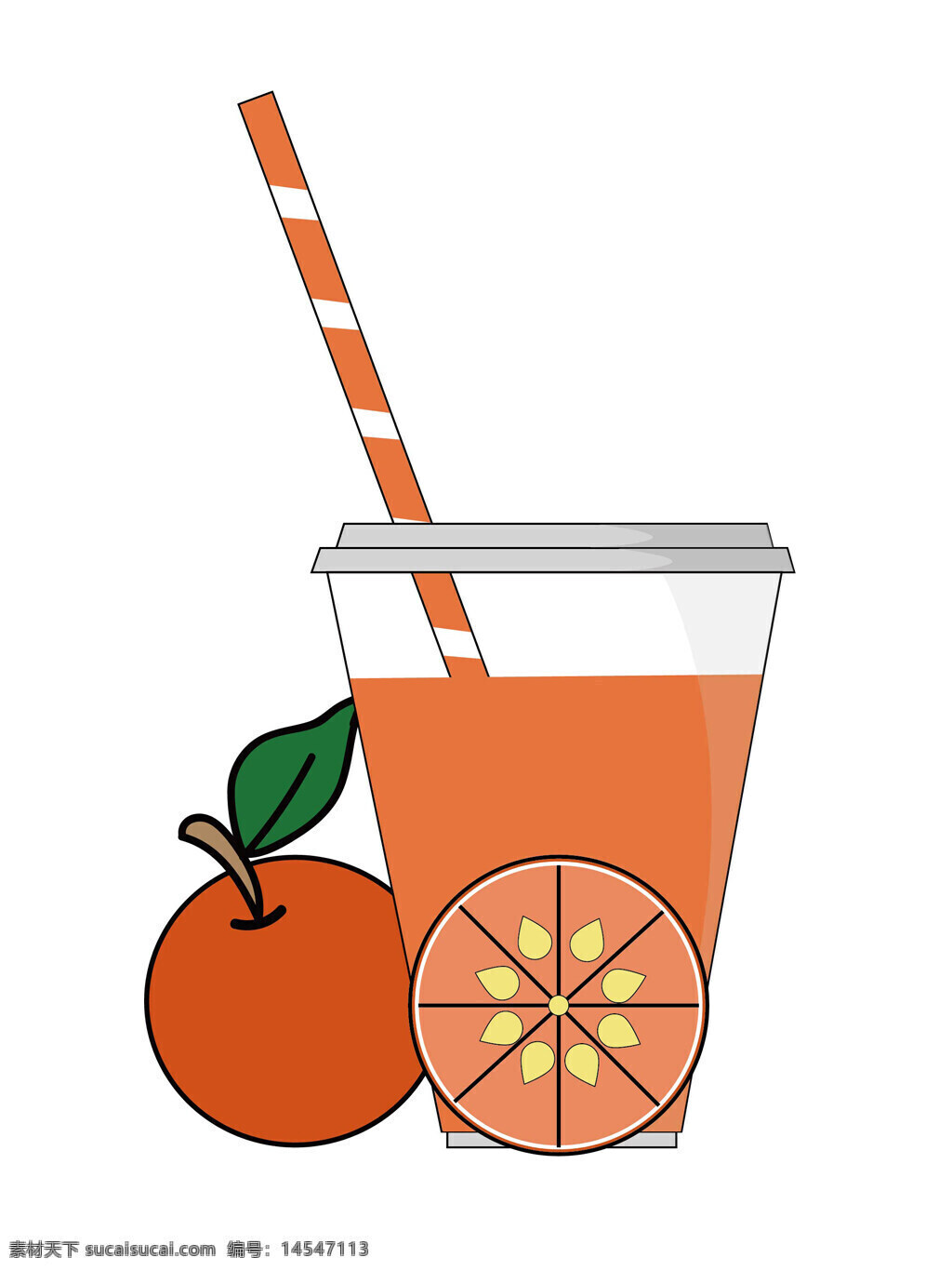 橙汁果汁杯矢量图