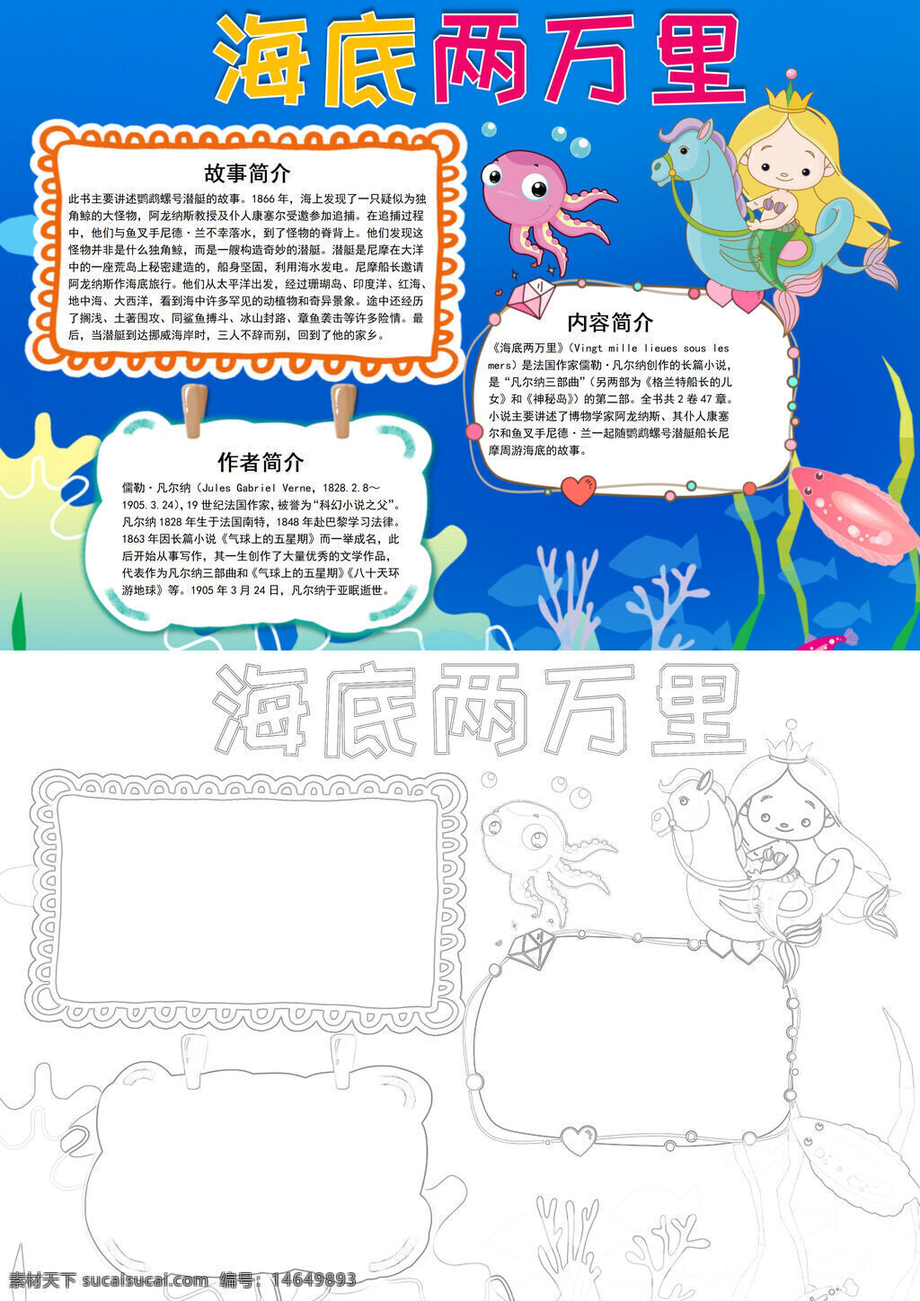 海底两万里 科幻小说 手抄报 小清新 故事简介 内容介绍 海洋世界 作者简介 科幻题材 手抄报模板 海底探险 小清新设计 科幻故事 海洋生物 手抄报素材