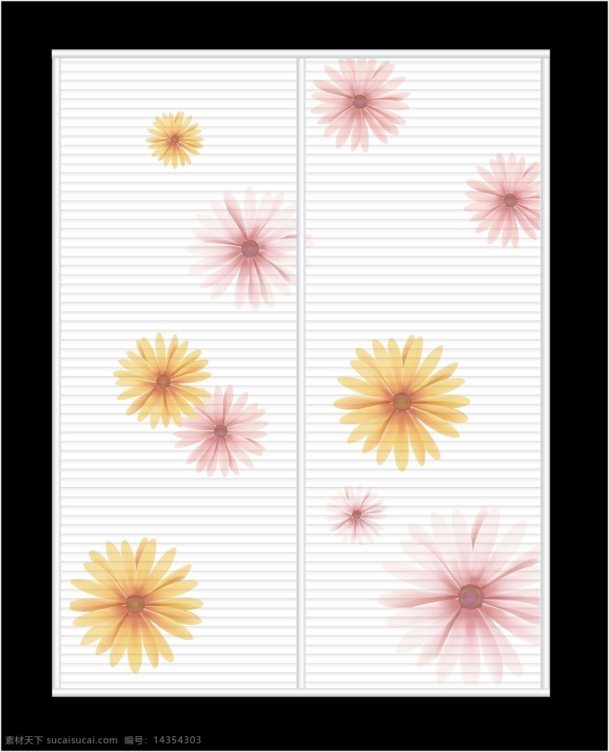 菊花免费下载 粉色 黄色 菊花 移门 移门图案 金盏菊 波浪板 矢量 装饰素材