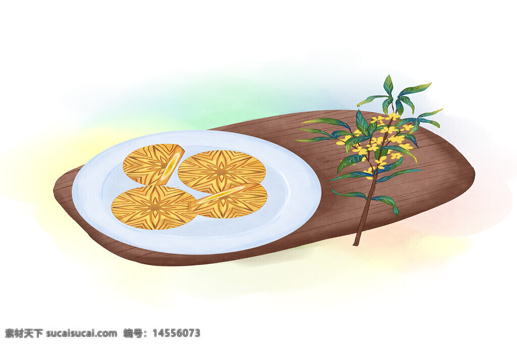 中秋节 月饼 桂花 传统节日 中国节日 节日食品 月饼元素 花卉 植物 美食 摆盘 盘子