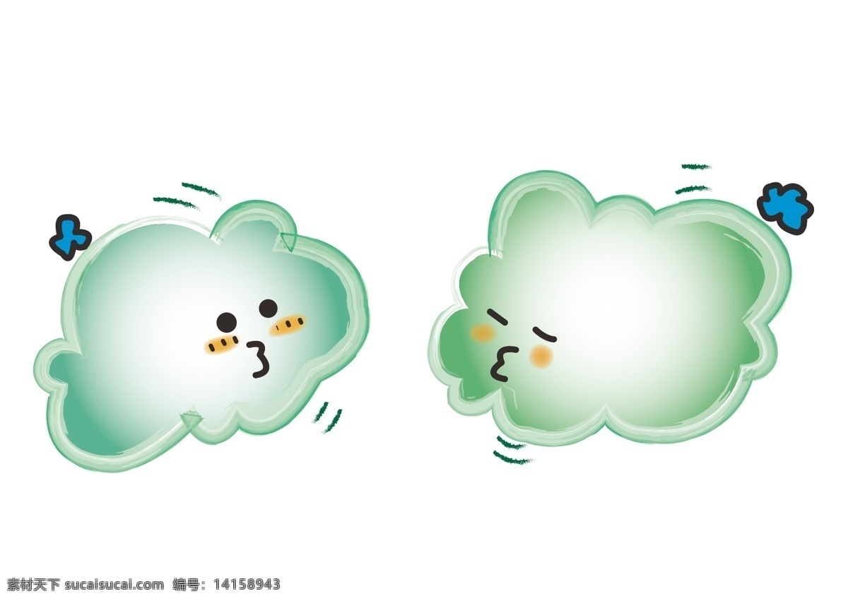 矢量 卡通 绿色 云朵 表情