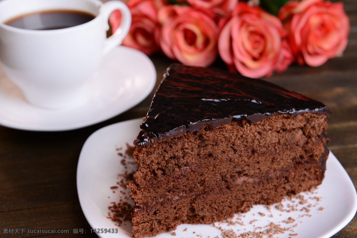 巧克力 蛋糕 玫瑰 花朵 背景 咖啡 玫瑰花朵背景 巧克力蛋糕 茶点 甜品 咖啡美食主题 生日蛋糕图片 餐饮美食
