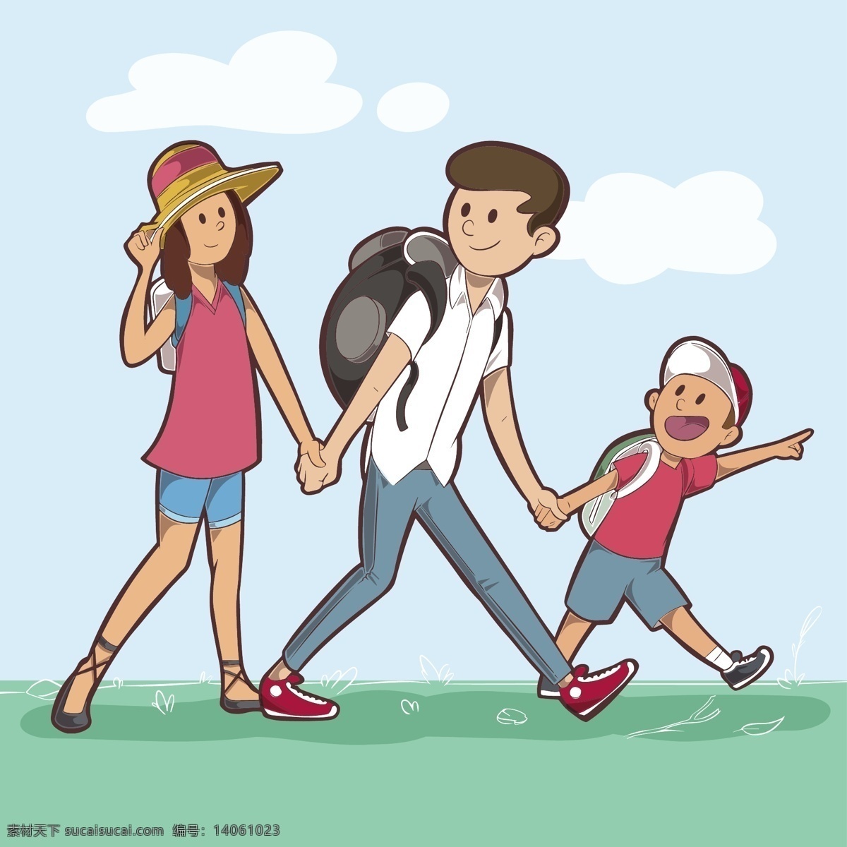 开心 出游 一家 三口 图案 装饰 一家三口 爸爸 妈妈 儿子 旅游 家人出游 eps元素 卡通 亲子游 旅游攻略 扁平化元素