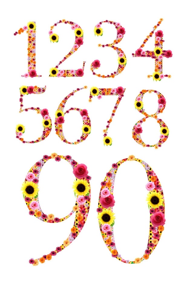 花朵数字0 号码 立体字 阿拉伯数字 鲜黄菊花 粉红玫瑰花 花朵 鲜花 矢量素材 元素 矢量原创素材 其他矢量 矢量