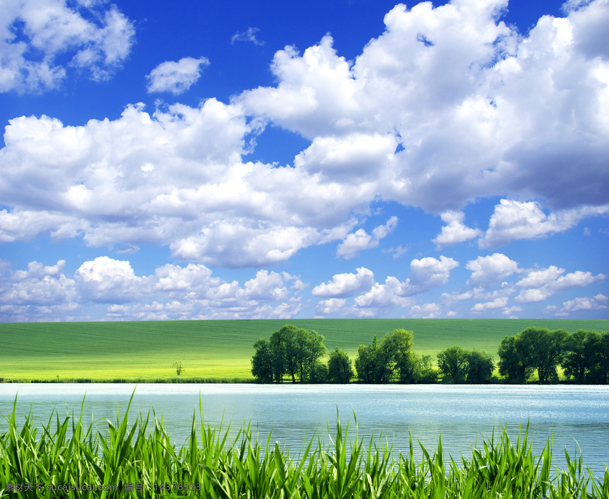 草原 河流 风景 图 蓝天 白云 天空 漂亮风景图 自然风景 自然景观