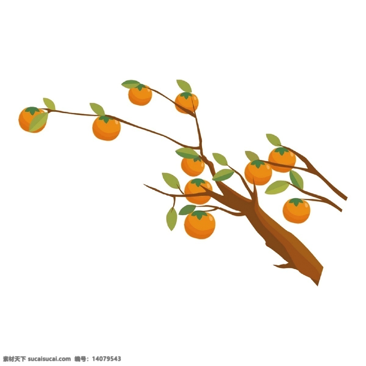 清新 水彩 橘子 树 卡通 透明 装饰图案 免扣素材 透明素材 橘子树
