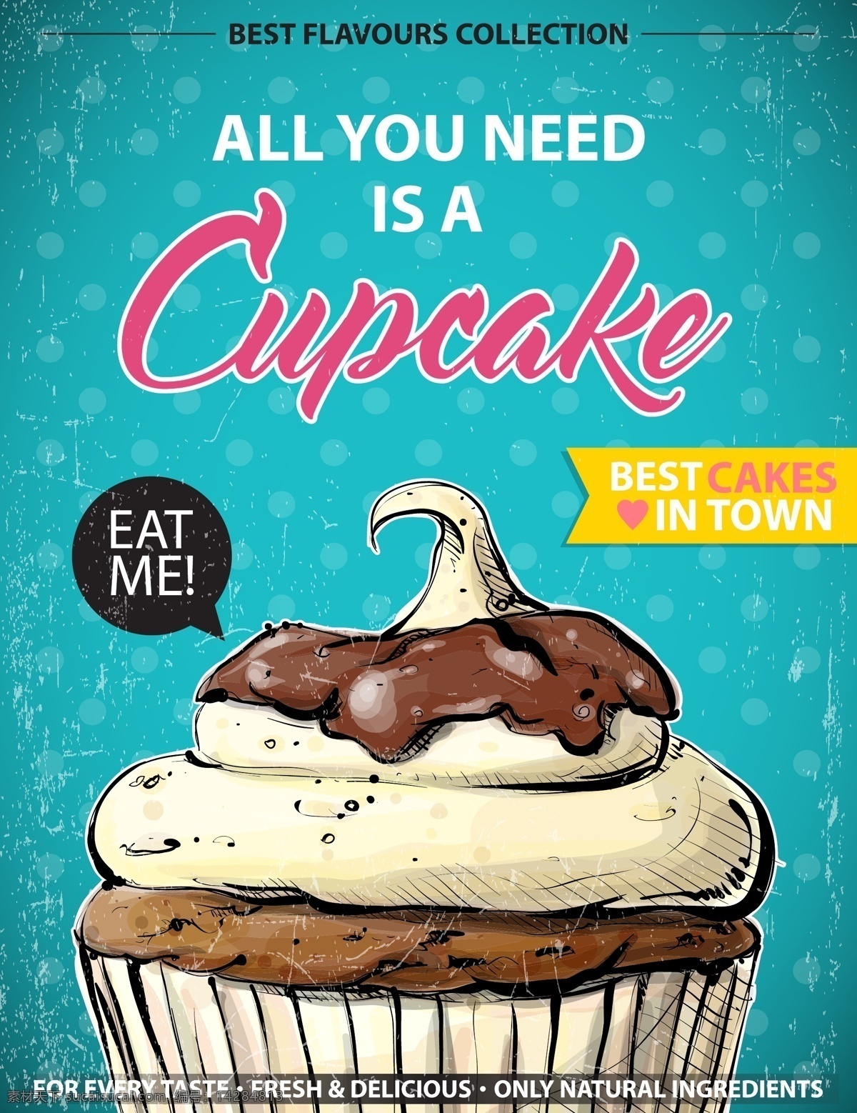 蛋糕 美食 甜品 海报 矢量 巧克力 奶油 卡通 下午茶 点心 手绘