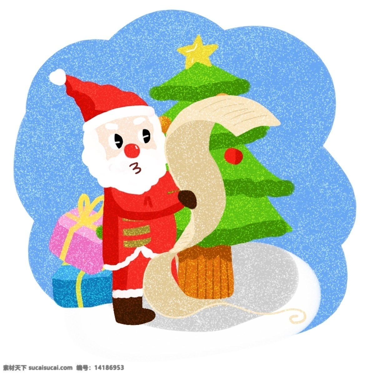 圣诞节 可爱 圣诞老人 卡通 插画 派送 礼物 合集 圣诞 过节 节日 冬季 淘宝 天猫 海报 活动 促销 大促 送礼物的老人