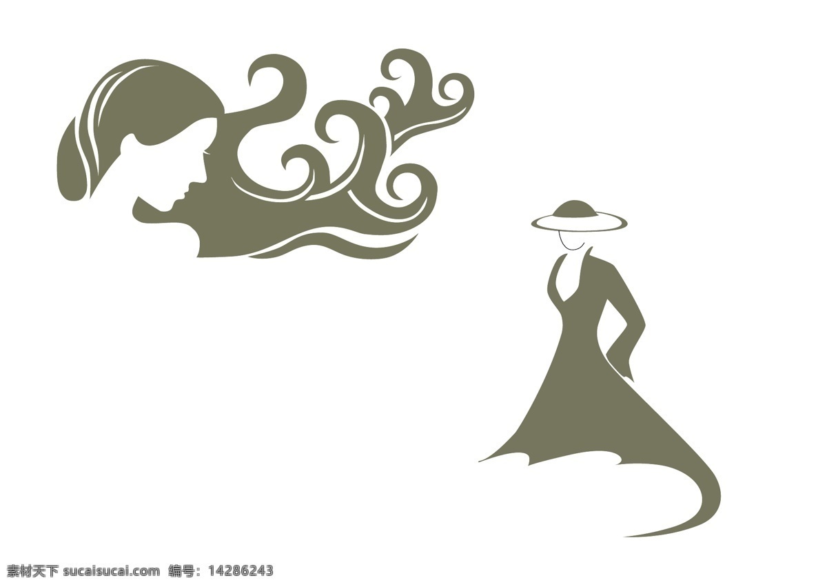 矢量图 美女 长发 飘逸 好看 logo设计