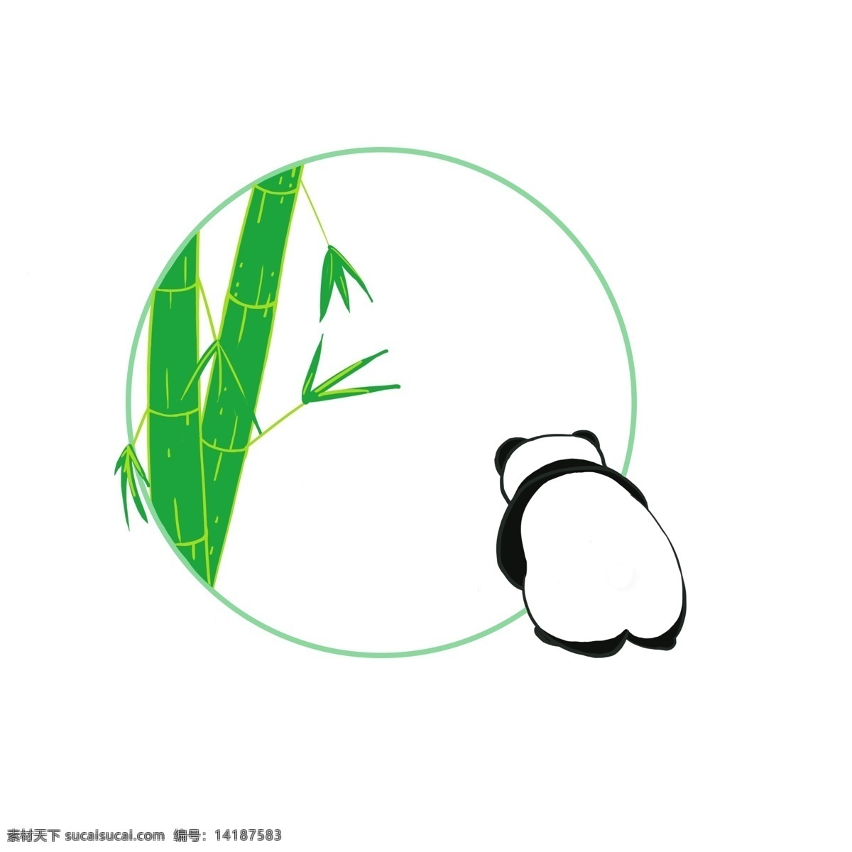 绿色 竹子 熊猫 边框 大熊猫 绿色边框