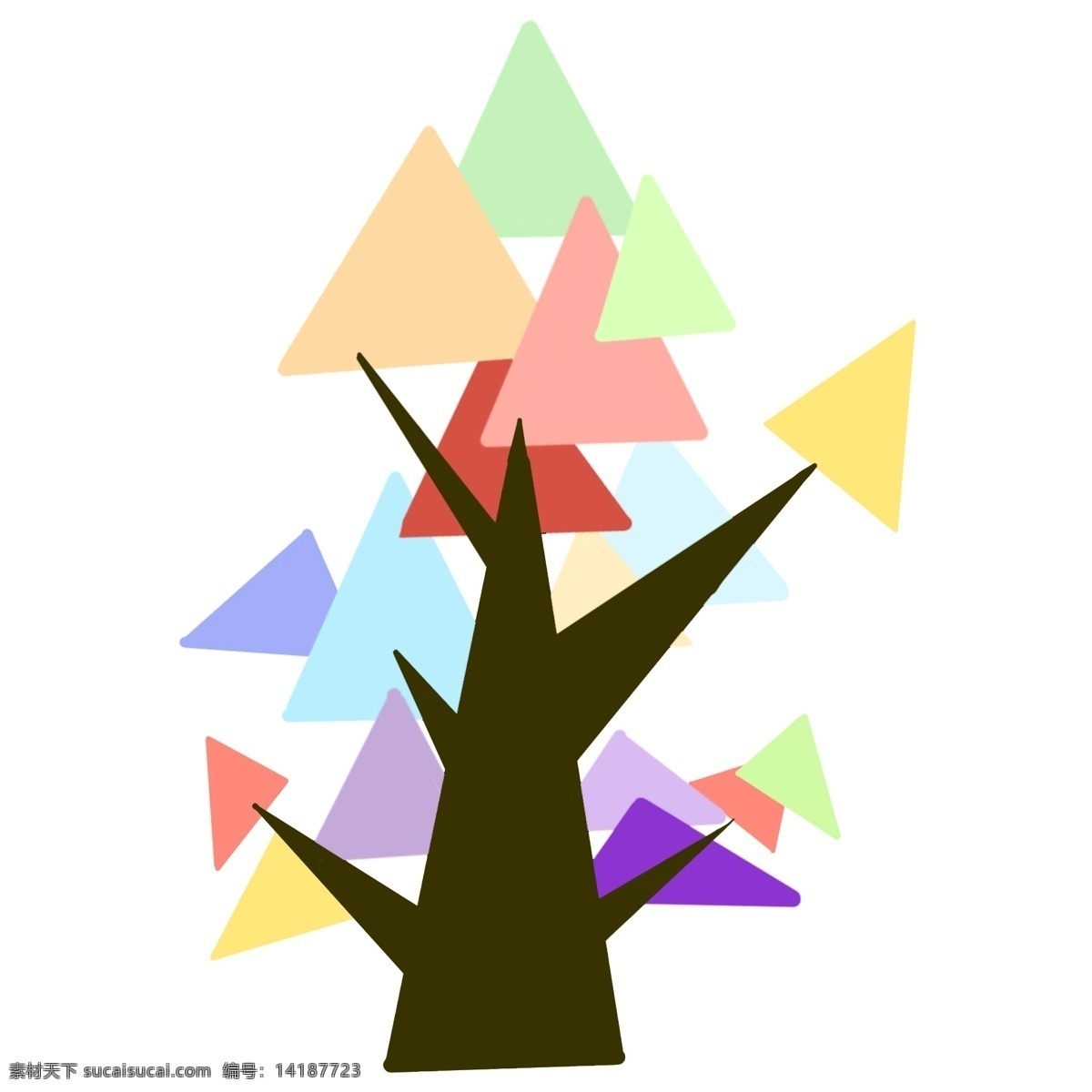 三角图案大树 三角 彩色 手工