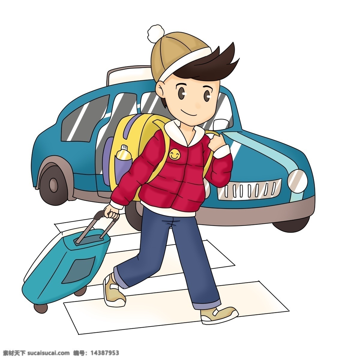 春运 回家 过年 团圆 小清新 汽车 卡通 插画 精美 广告插画 春节回家 海报插画 装饰图案 简约风 手绘