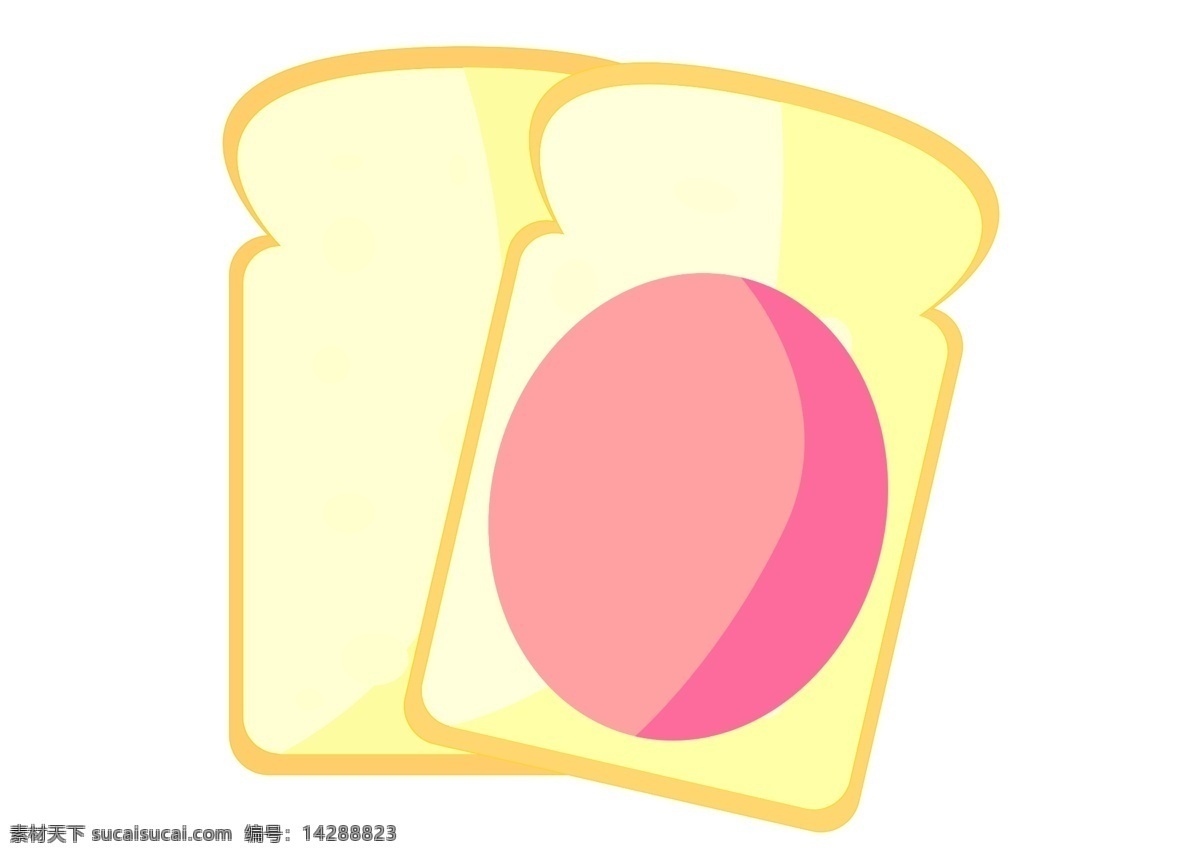 卡通 切片 面包 插画 卡通食物插画 切片面包 黄色的面包 粉色的夹心 美味的面包 创意食物插画