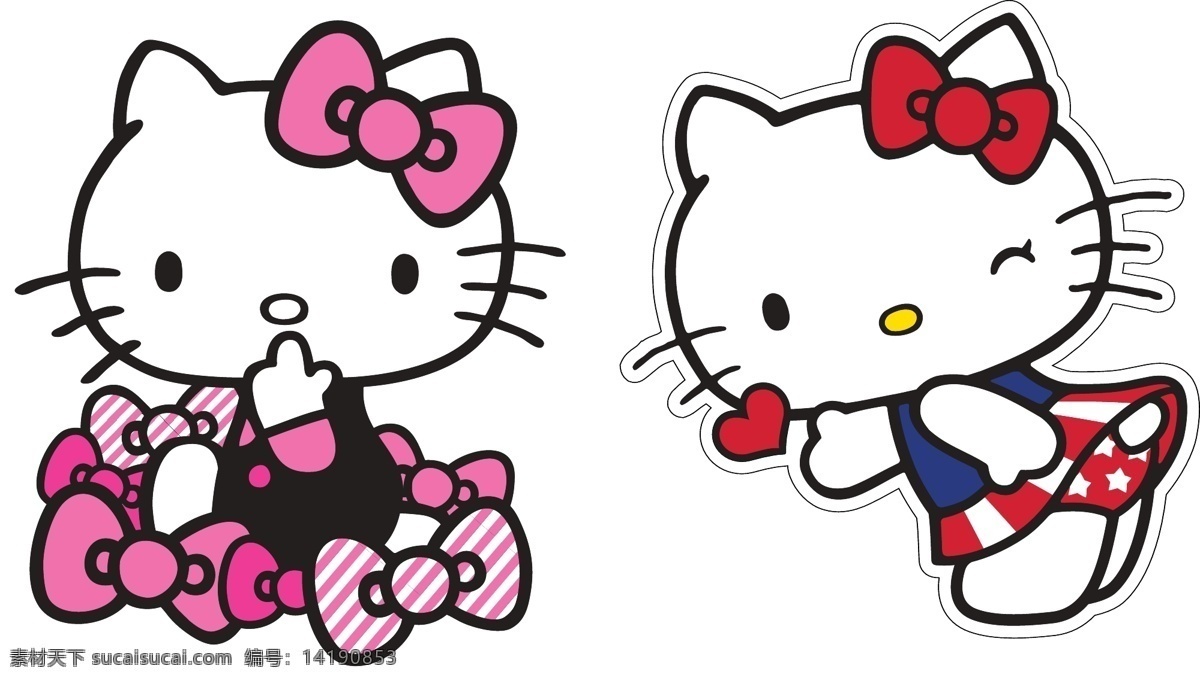 hello kitty 动漫 红色 蝴蝶结 卡通 猫 明星偶像 矢量人物 款 矢量 模板下载 卡通猫2款 紫色 飞吻 矢量图