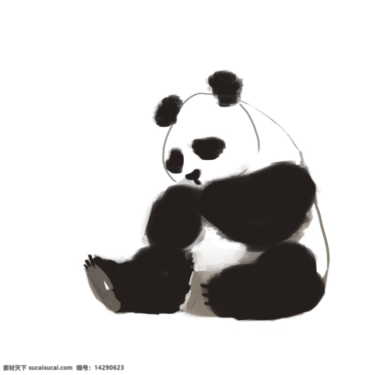 中国 风 手绘 国宝 熊猫 免 抠 中国风 水墨 中国画 原创手绘 可爱 水彩 墨迹 古风 动物 古典 国画 黑白墨色 插画