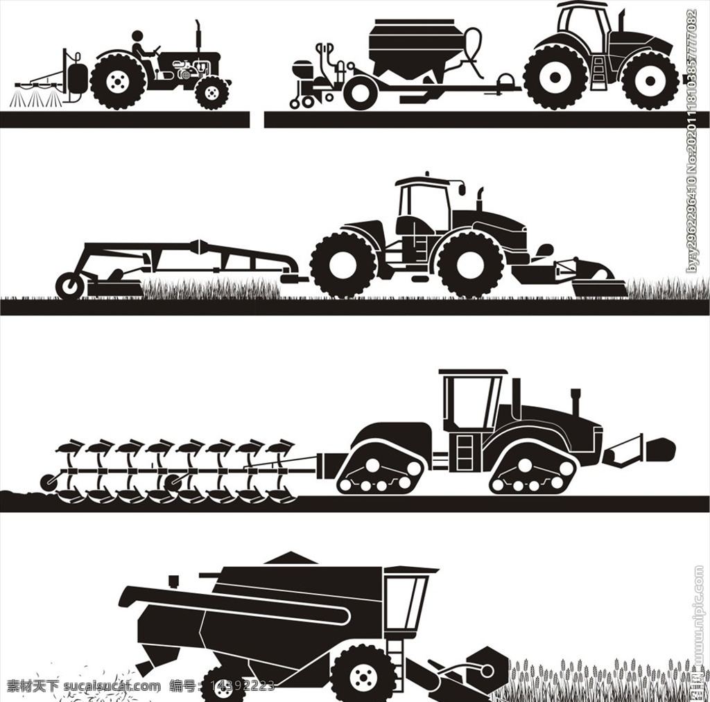 卡通人物 生活小人图片 简笔画 生活小人 矢量图 车 耕作车 播种