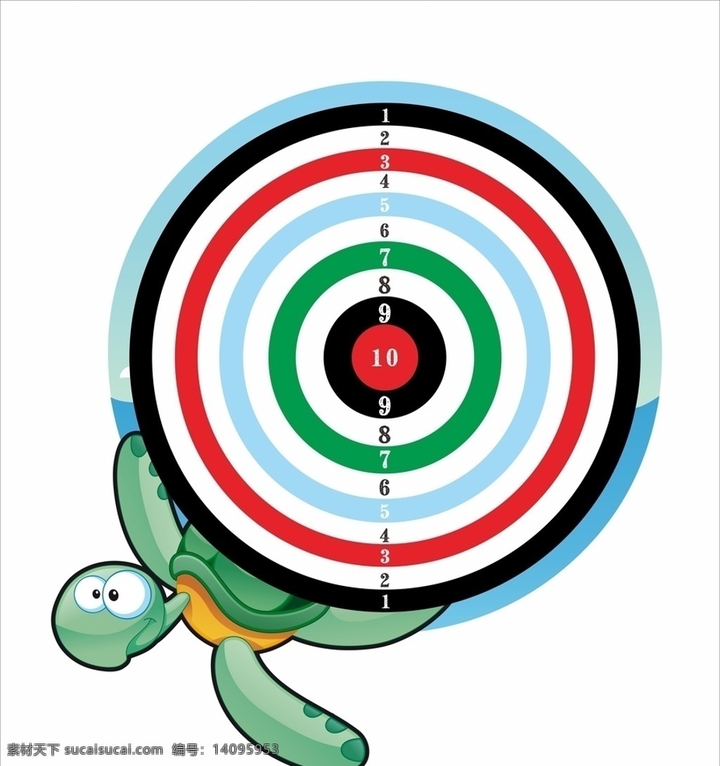 乌龟飞镖盘 乌龟 飞镖盘 卡通 可爱 矢量图 绿色