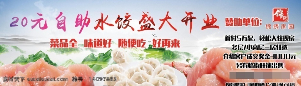 元 自助 水饺 20元 自助水饺 盛大开业 饺子 肉 分层