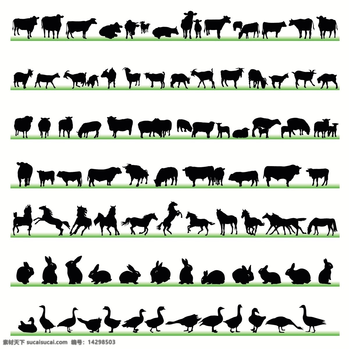 动物 各种 家禽 剪影 其他矢量 矢量素材 图标 形状 矢量 模板下载 各种动物剪影 野兽 psd源文件